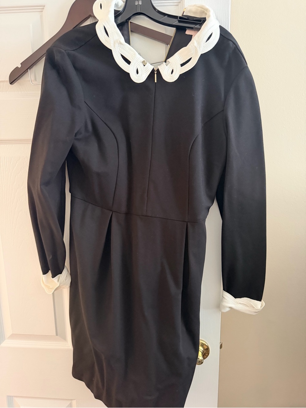 Ted Baker Black Mini Dress with White Braided Collar